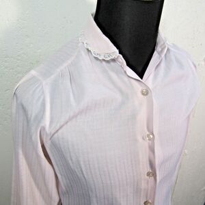 Miss Fashionality Vintage Blouse Women's Size 9/10 Lace Collar Granny Core Shirt